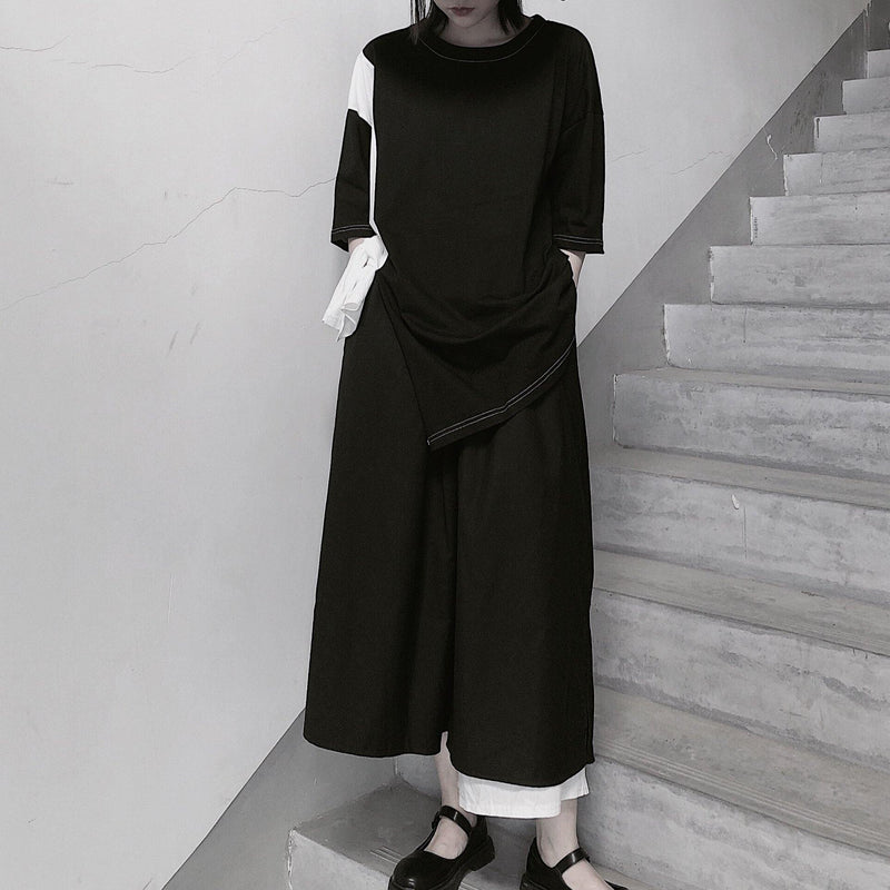 Black Clothes O Neck Patchwork Art Spring Blouses