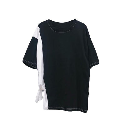 Black Clothes O Neck Patchwork Art Spring Blouses