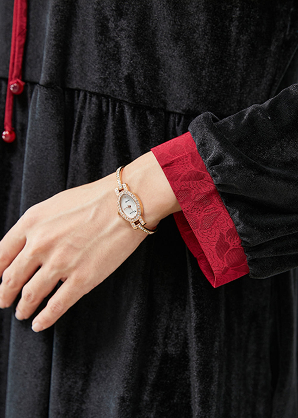 Black Double-layer Tasseled Silk Velour Robe Dresses Fall