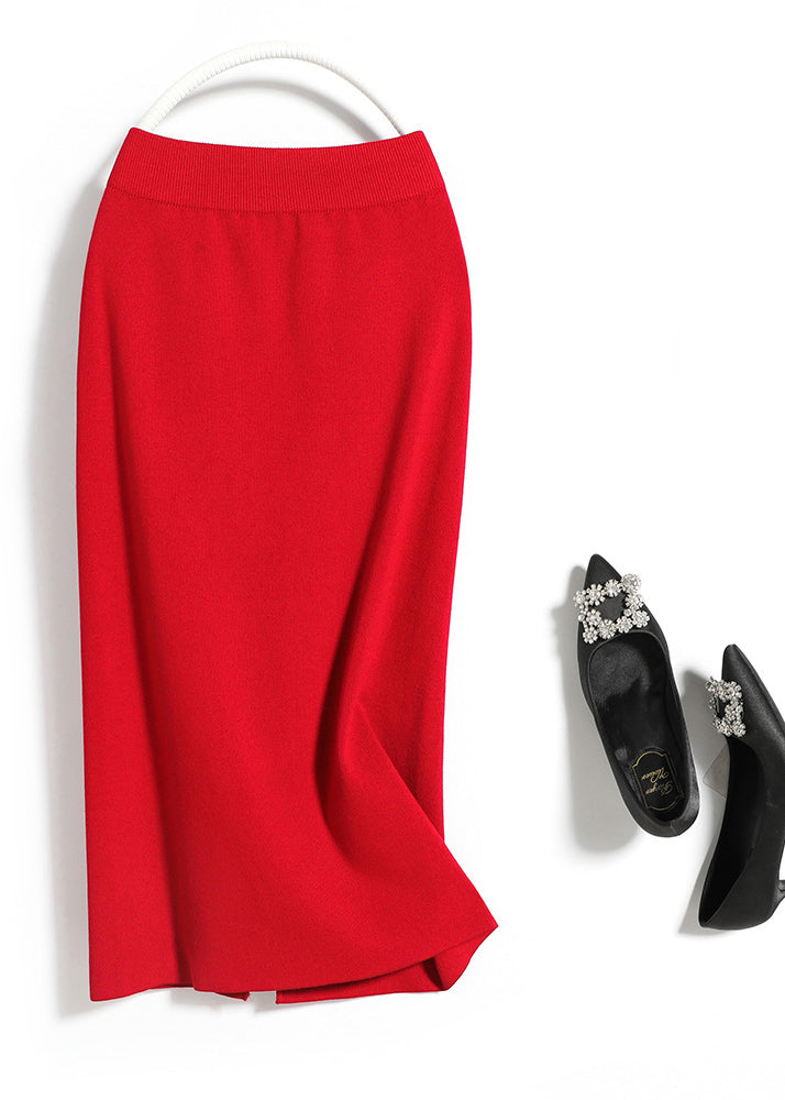 Black Elastic Waist Knit Maxi Skirt Fall