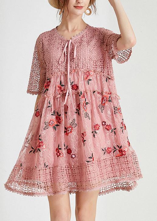 Black Embroidery Lace Bow Summer Dress