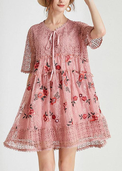 Black Embroidery Lace Bow Summer Dress