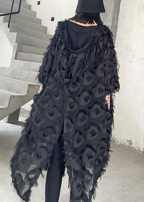 Black Feather Big Size Dress New V-spring Summer