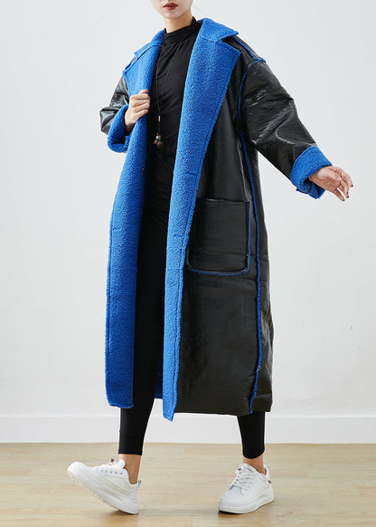Black Fleece Wool Lined Wear on Both Sides Faux Leather Coat Outwear Winter