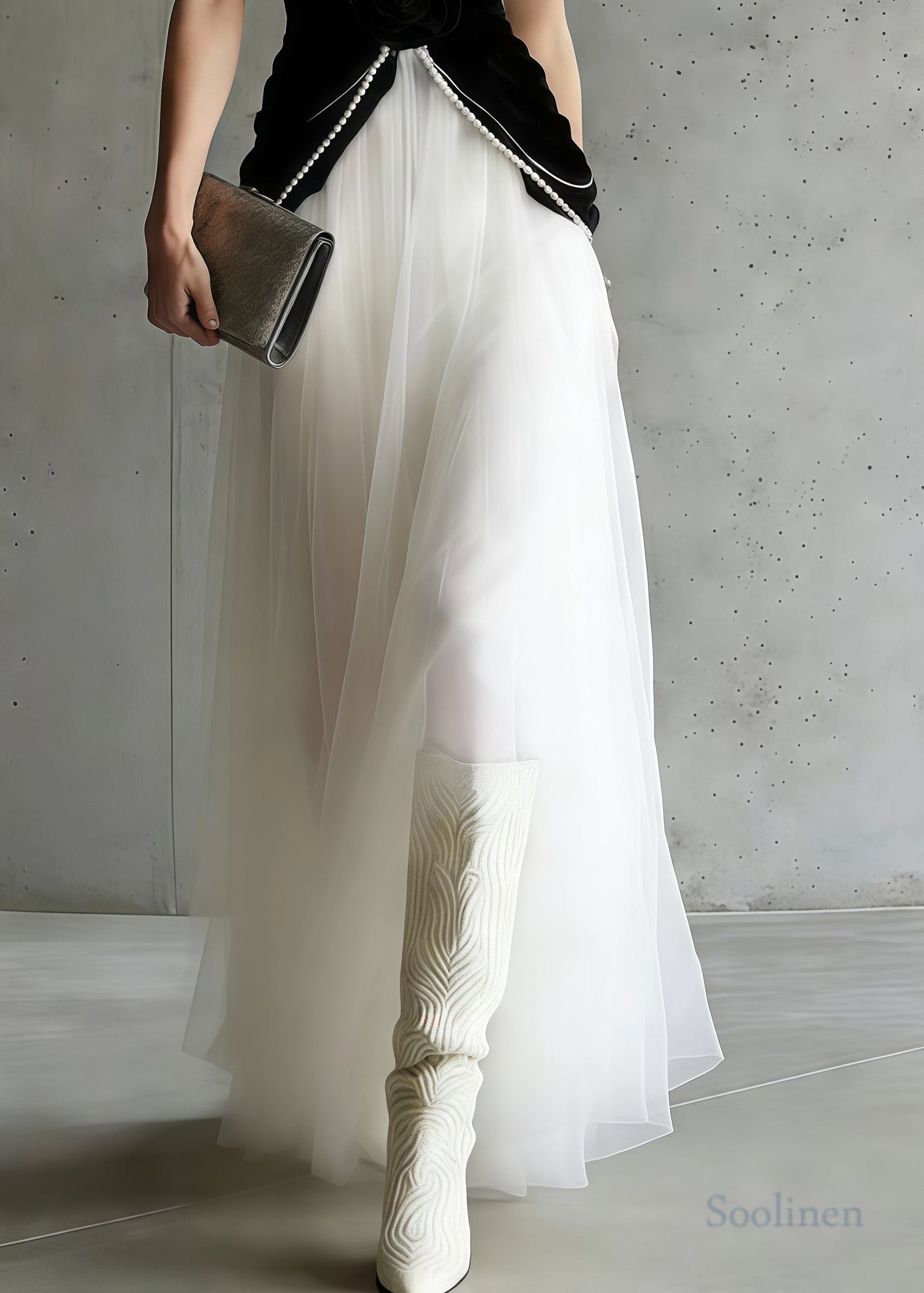 Black Halter Patchwork Tulle Flower Decorated Dinner Dress Sleeveless