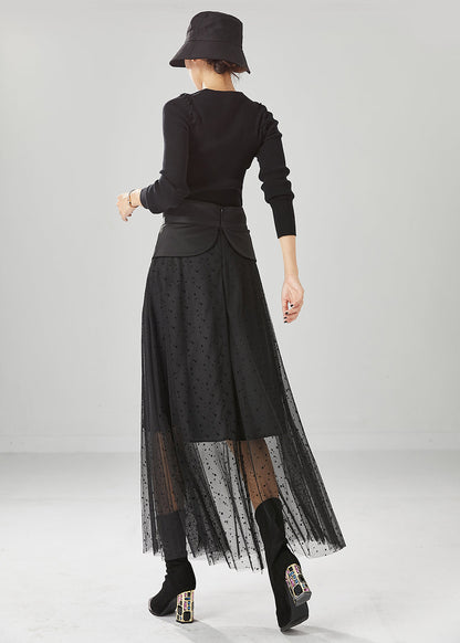 Black High Waist Silm Fit Tulle Skirts Summer