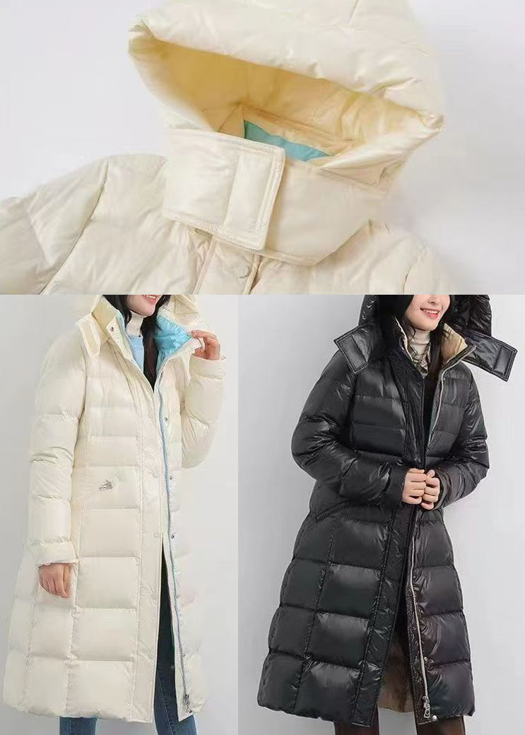 Black Hooded Warm Duck Down Down Coat Winter