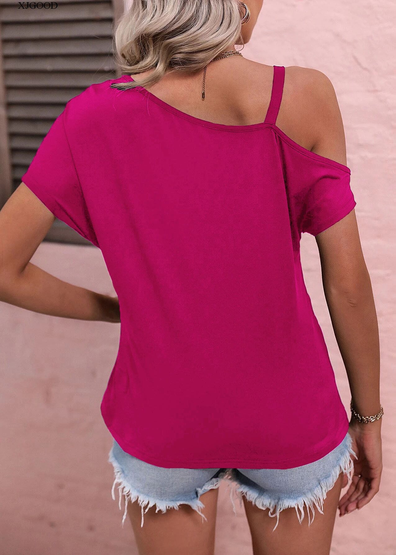Black One Shoulder Asymmetrical Design Cotton Tanks Summer