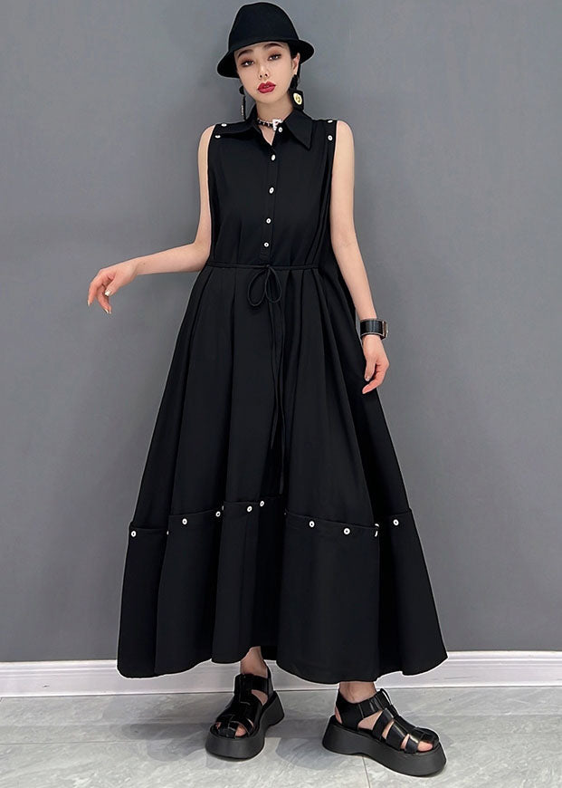 Black Original Peter Pan Collar Patchwork Removable Cotton Holiday Long Dress Cloak Sleeves