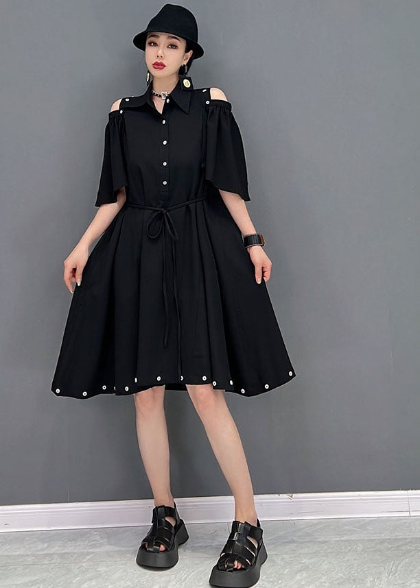 Black Original Peter Pan Collar Patchwork Removable Cotton Holiday Long Dress Cloak Sleeves