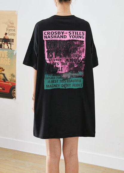 Black Oversized Original Design Print Cotton Tanks Summer