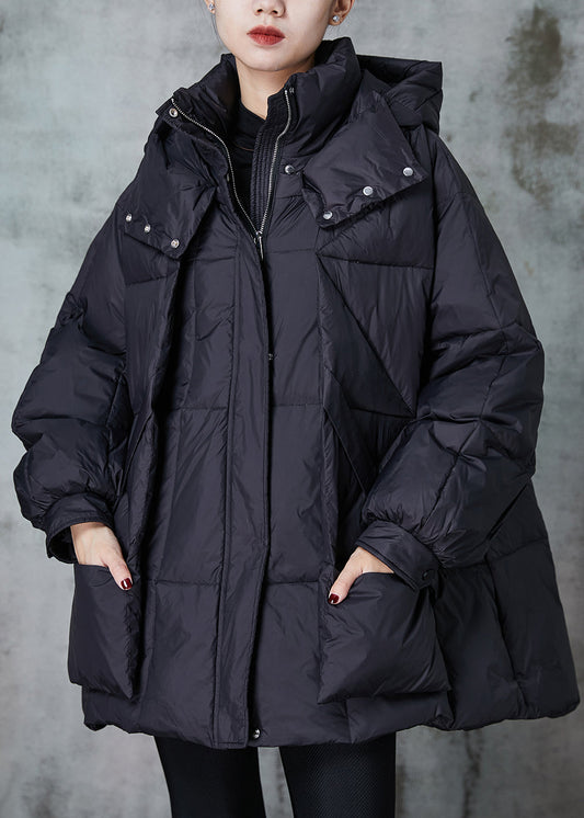 Black Oversized Pockets Fine Cotton Filled Jacket Winter