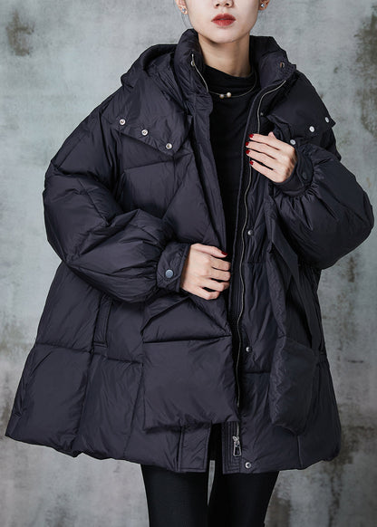 Black Oversized Pockets Fine Cotton Filled Jacket Winter