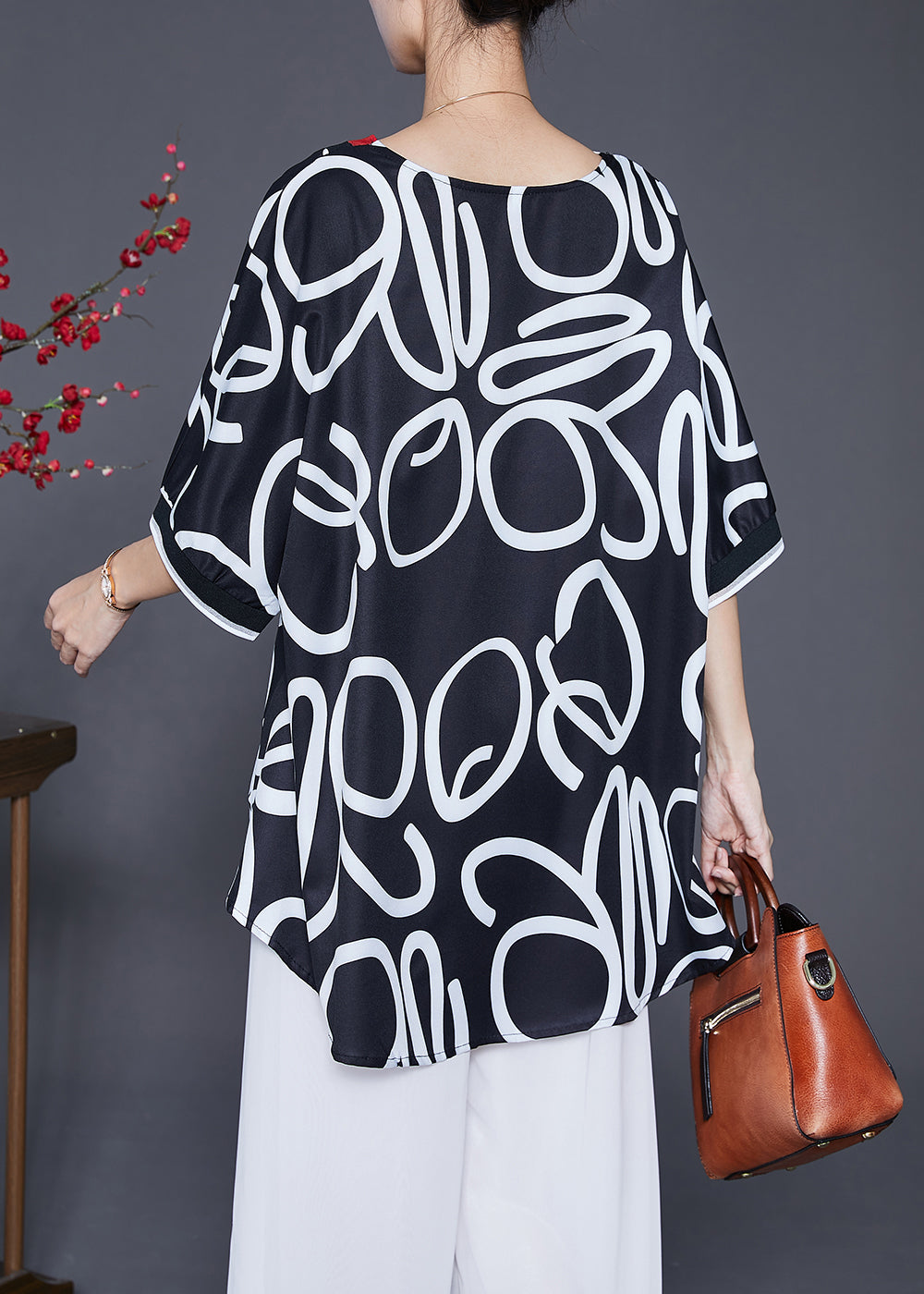 Black Oversized Print Chiffon Tank Summer