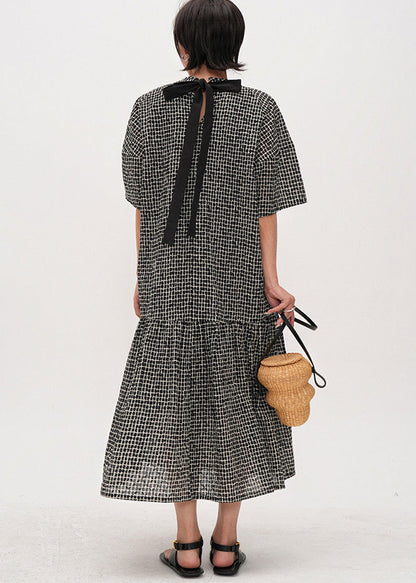 Black Oversized Print Cotton Maxi Dresses Summer