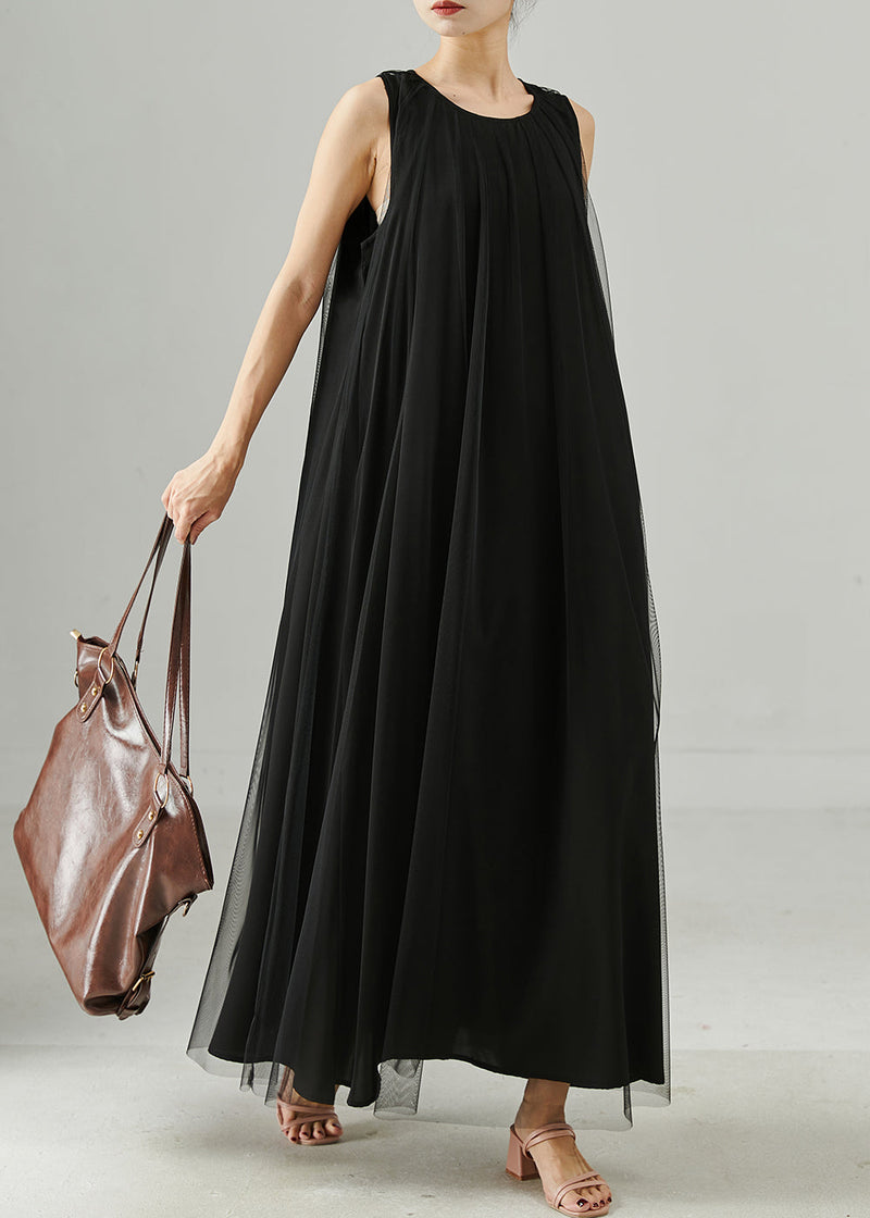 Black Oversized Tulle Maxi Dresses Summer