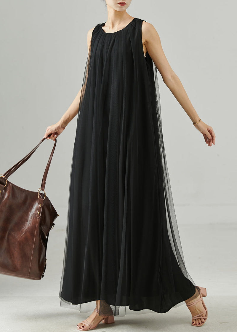 Black Oversized Tulle Maxi Dresses Summer