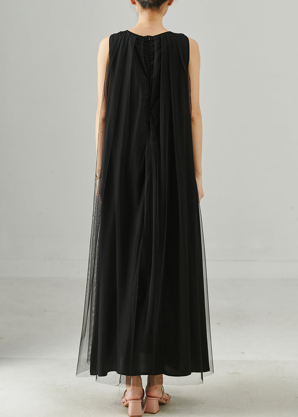 Black Oversized Tulle Maxi Dresses Summer