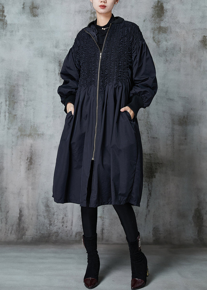 Black Oversized Wrinkled Duck Down Puffers Jackets Winter