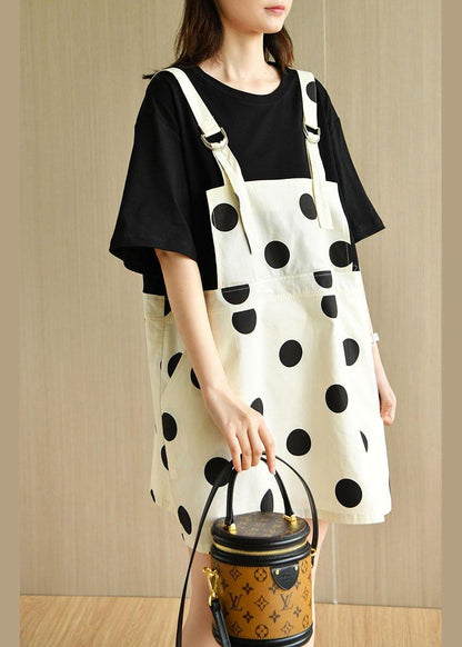 Black Patchwork Dot Summer Dresses Half Sleeve