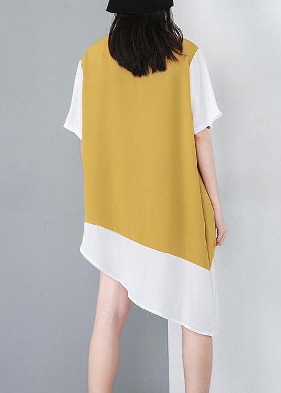 Black Personality Loose Clothes Spliced Irregular Chiffon T-shirt