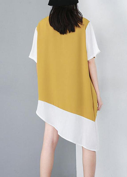 Black Personality Loose Clothes Spliced Irregular Chiffon T-shirt