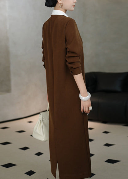 Black Peter Pan Collar False Two Pieces Patchwork Cotton Dresses Spring