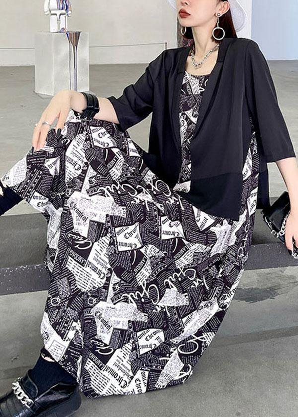 Black Peter Pan Collar Side Open Stand Collar Half Sleeve Coat Summer