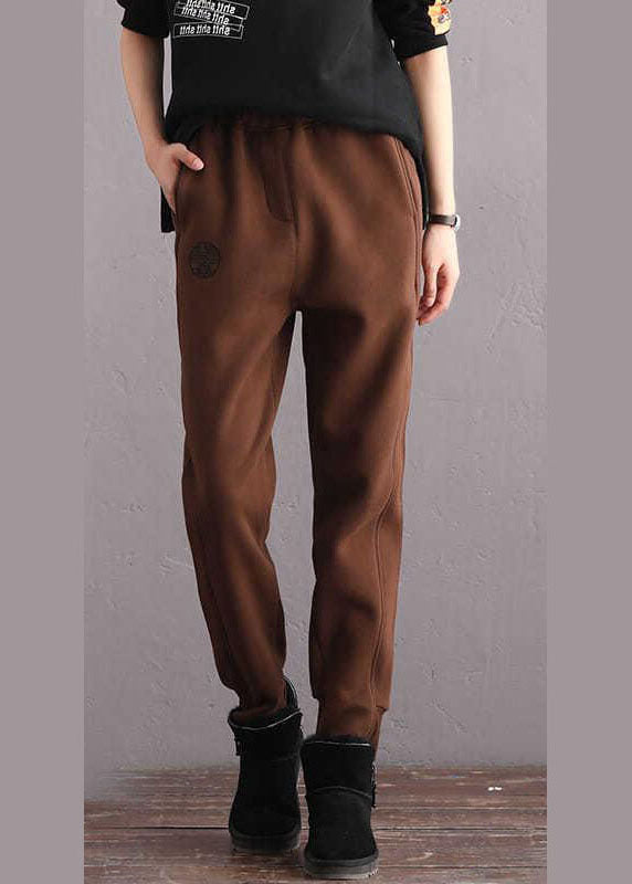 Black Pockets Thick Warm Fleece Pants Winter