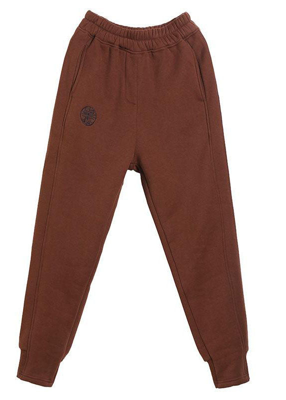 Black Pockets Thick Warm Fleece Pants Winter