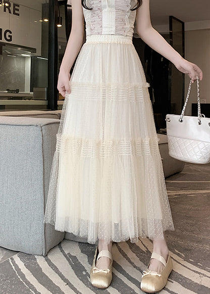 Black Ruffled Patchwork Elastic Waist Tulle Skirt Summer