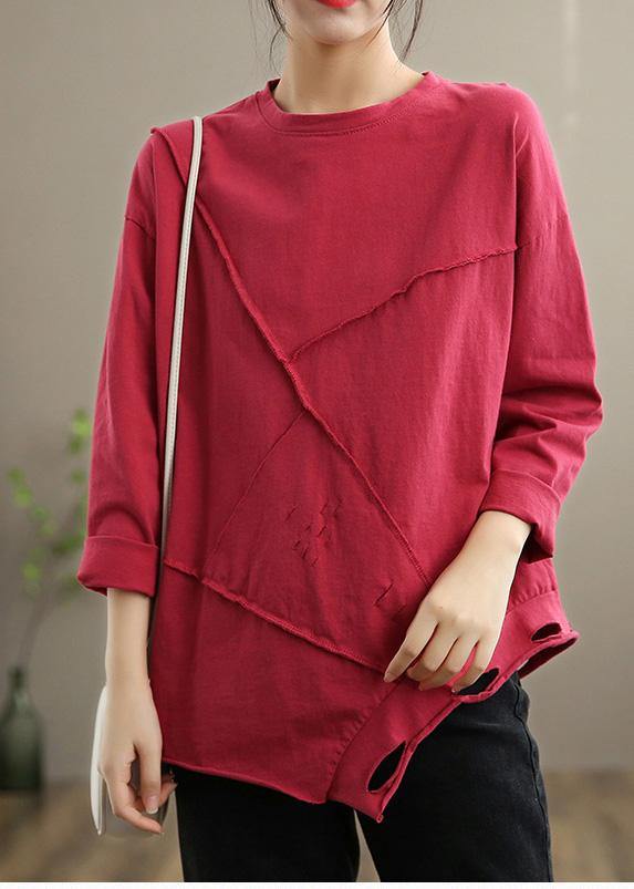 Women Black Tops Women O Neck Hole Oversized Spring Blouses