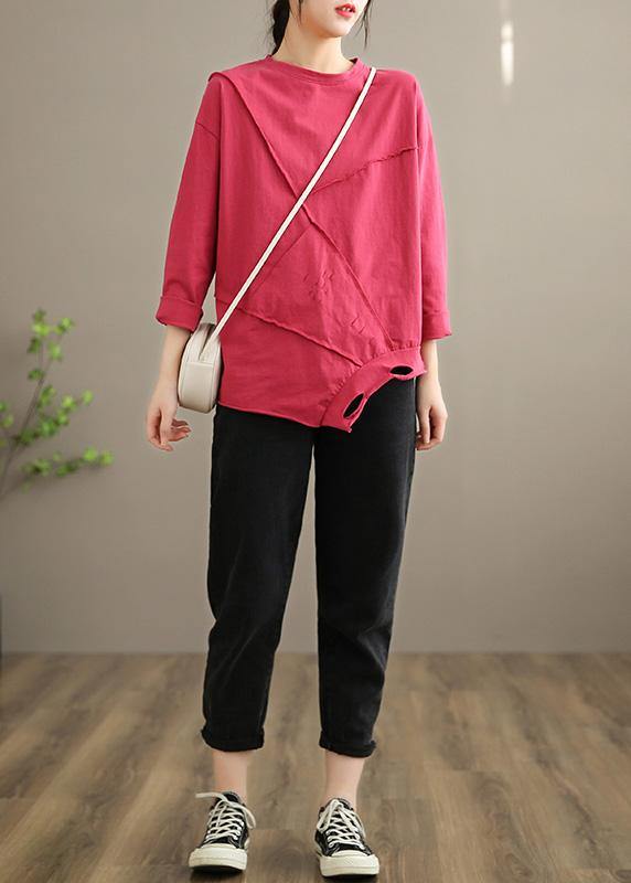 Women Black Tops Women O Neck Hole Oversized Spring Blouses