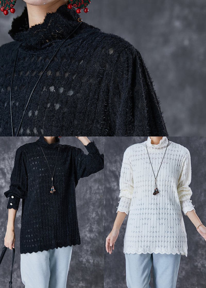 Black Turtle Neck Knit Shirt Tops Fall