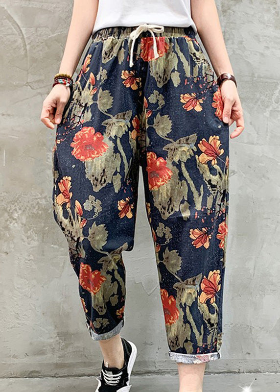 Black White Plaid Tie Waist Crop Beam Pants