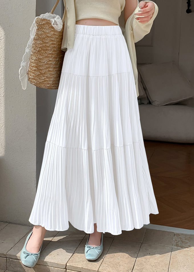 Black Wrinkled Elastic Waist Chiffon Skirt Summer