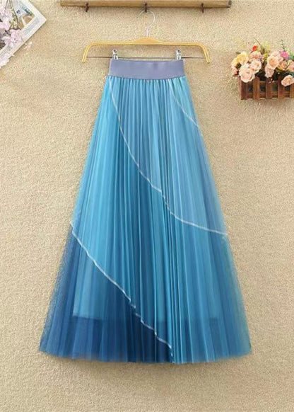 Black Wrinkled Patchwork Elastic Waist Tulle Skirt Spring