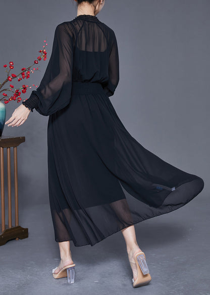 Black Zip Up Elastic Waist Chiffon Upf 50+ Coat Summer