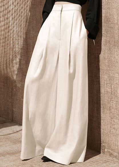 Blackish Green Pockets High Waist Patchwork Cotton Wide Leg Pants Fall