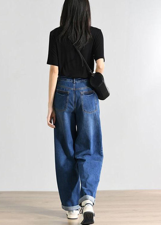 Blue High Waist Denim Pants Summer