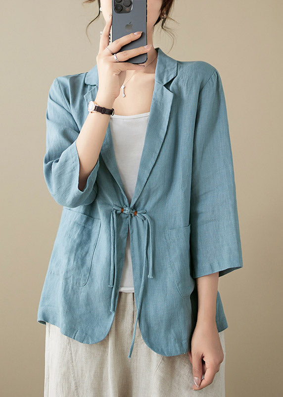 Blue Peter Pan Collar Button Coats Summer