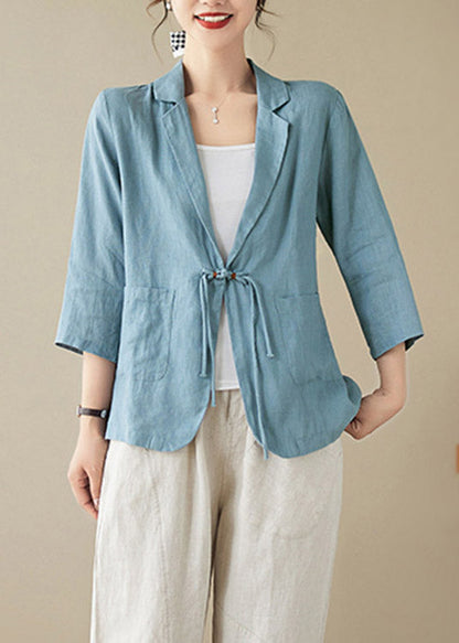 Blue Peter Pan Collar Button Coats Summer