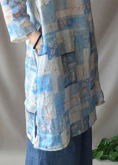 Blue Plum Tunics Stand Collar Pockets Maxi Dress