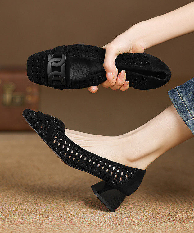 Blue Sandals Hollow Out Chunky Sandals