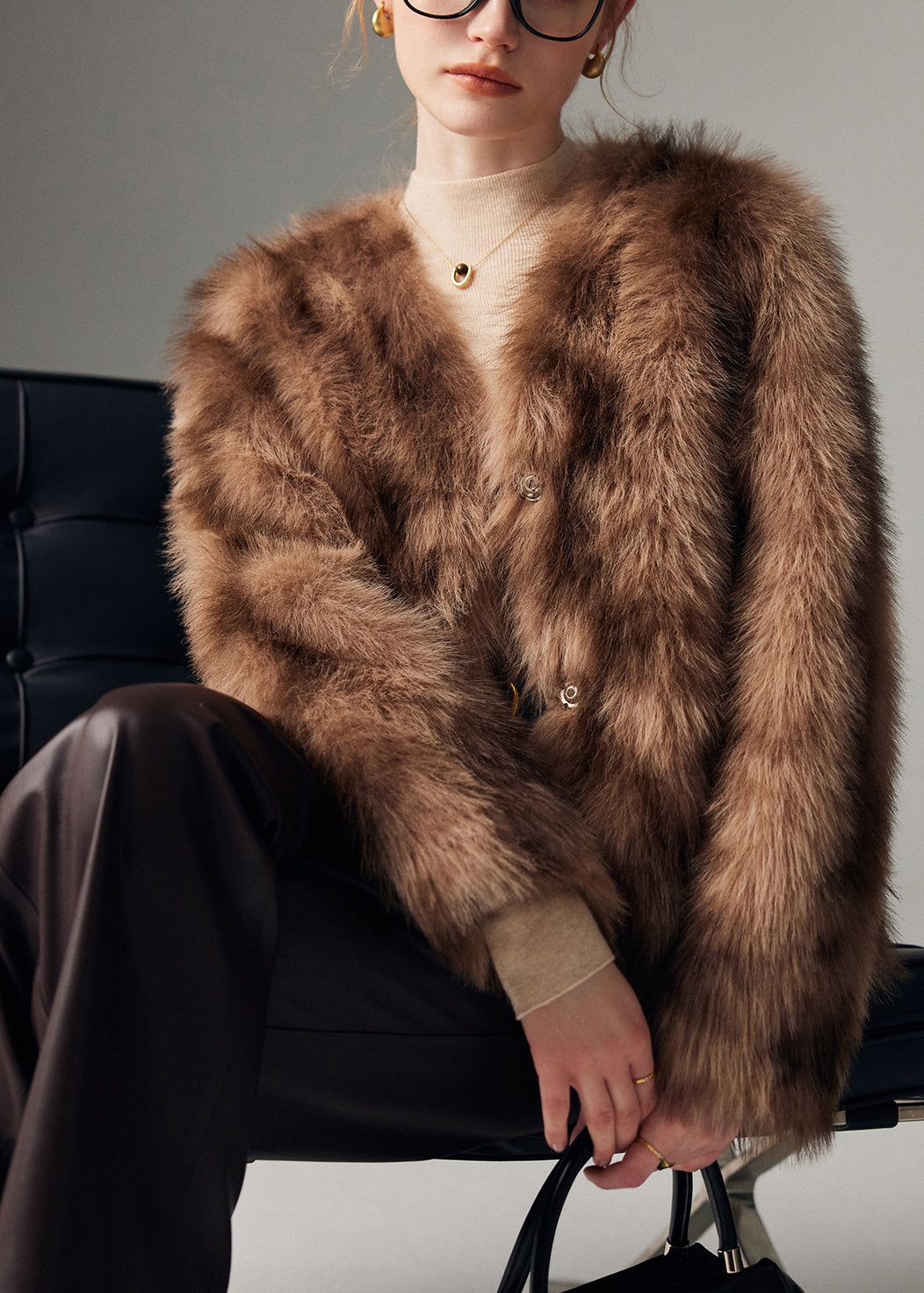 Brown Oversized Tie Dye Faux Fur Coat Winter