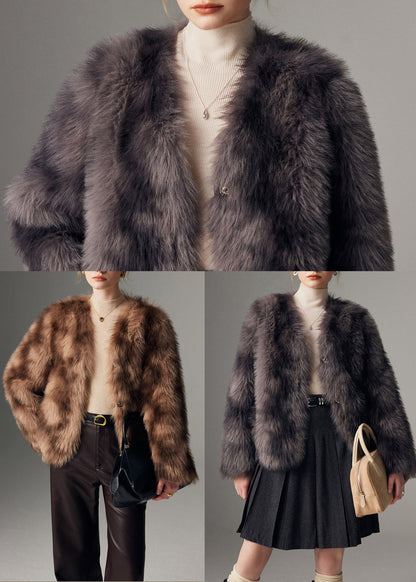 Brown Oversized Tie Dye Faux Fur Coat Winter