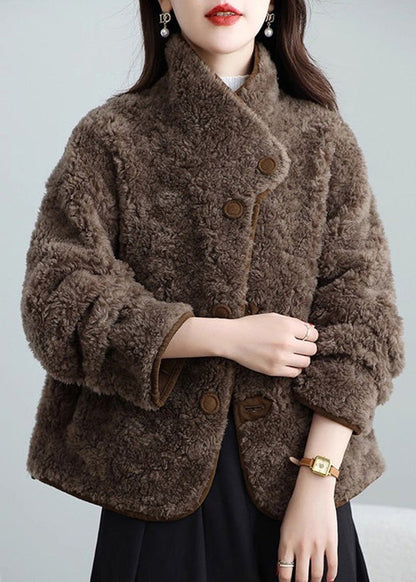 Brown Wear on Both Sides Leather and Fur Coat Winter