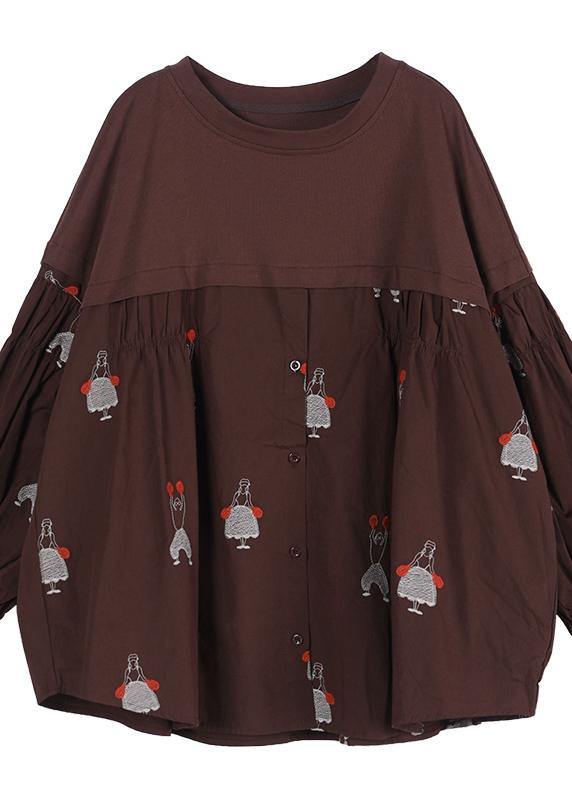 Women Button Autumn Style Tunics For Chocolate Tops
