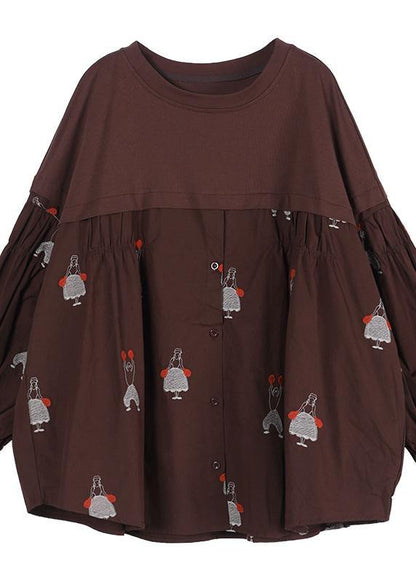 Women Button Autumn Style Tunics For Chocolate Tops