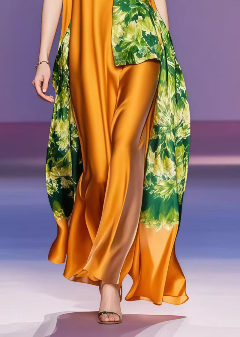 Caramel Asymmetrical Patchwork Silk Dress Sleeveless